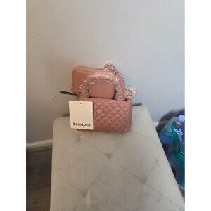 bebe Sofie SM Satchel with Wallet Quilted Blush Mini Tote with Chain Strap